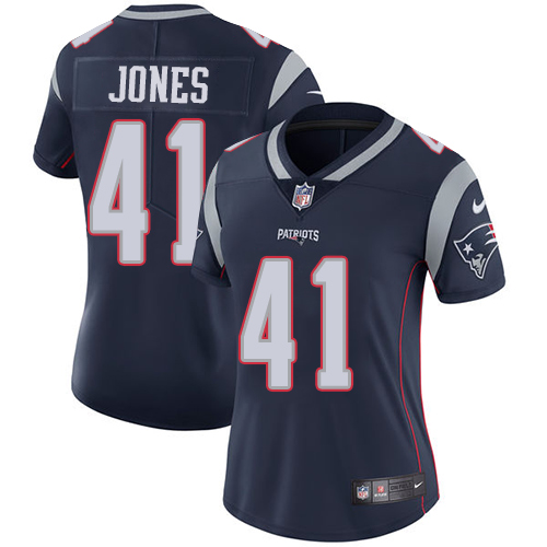 Women's Nike New England Patriots #41 Cyrus Jones Navy Blue Team Color Vapor Untouchable Limited Player NFL Jersey