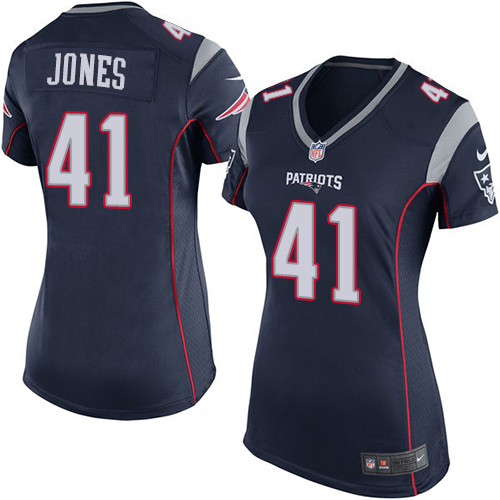Women's Nike New England Patriots #41 Cyrus Jones Game Navy Blue Team Color NFL Jersey