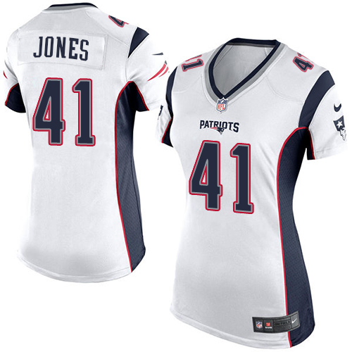 Women's Nike New England Patriots #41 Cyrus Jones Game White NFL Jersey