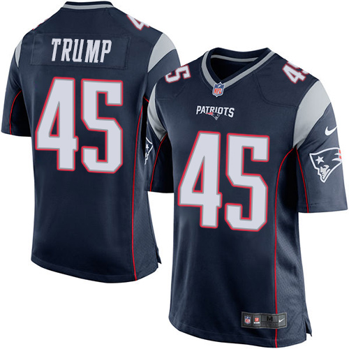 Men's Nike New England Patriots #45 Donald Trump Game Navy Blue Team Color NFL Jersey