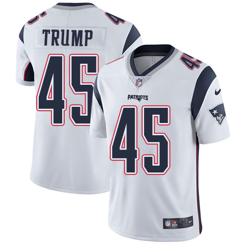Men's Nike New England Patriots #45 Donald Trump White Vapor Untouchable Limited Player NFL Jersey