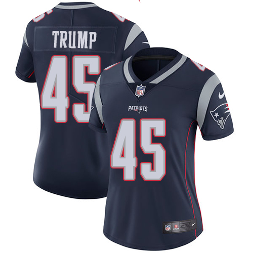 Women's Nike New England Patriots #45 Donald Trump Navy Blue Team Color Vapor Untouchable Limited Player NFL Jersey