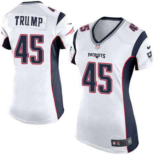 Women's Nike New England Patriots #45 Donald Trump Game White NFL Jersey