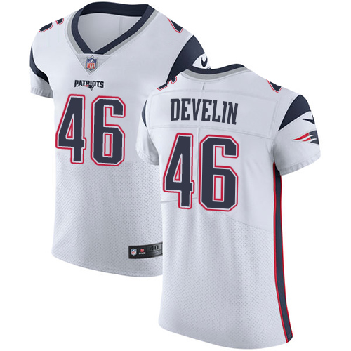 Men's Nike New England Patriots #46 James Develin White Vapor Untouchable Elite Player NFL Jersey