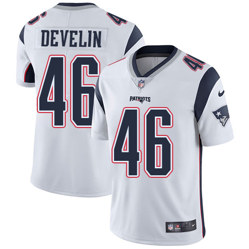 Men's Nike New England Patriots #46 James Develin White Vapor Untouchable Limited Player NFL Jersey