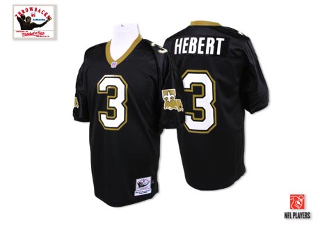 Mitchell And Ness New Orleans Saints #3 Bobby Hebert Black Authentic NFL Jersey