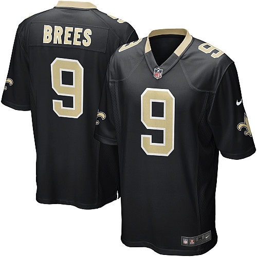 Men's Nike New Orleans Saints #9 Drew Brees Game Black Team Color NFL Jersey