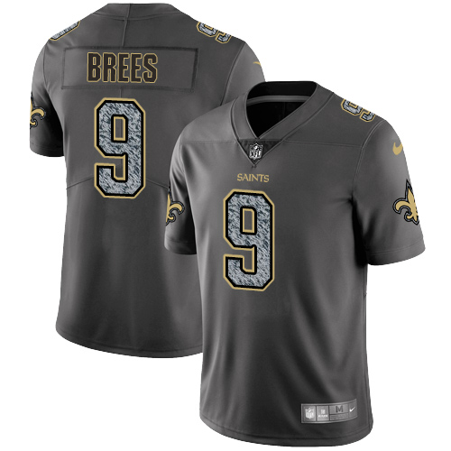 Men's Nike New Orleans Saints #9 Drew Brees Gray Static Vapor Untouchable Limited NFL Jersey