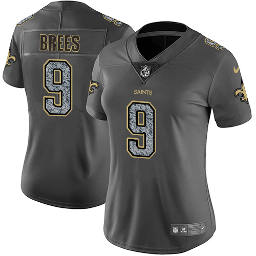 Women's Nike New Orleans Saints #9 Drew Brees Gray Static Vapor Untouchable Limited NFL Jersey