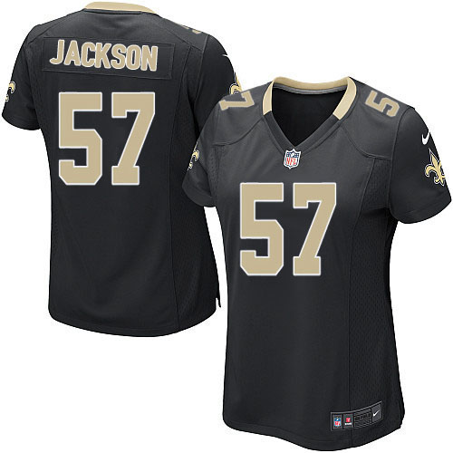 Women's Nike New Orleans Saints #57 Rickey Jackson Game Black Team Color NFL Jersey