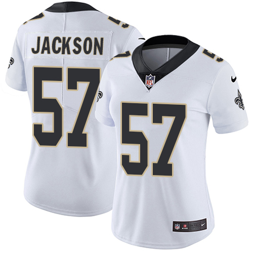 Women's Nike New Orleans Saints #57 Rickey Jackson White Vapor Untouchable Elite Player NFL Jersey