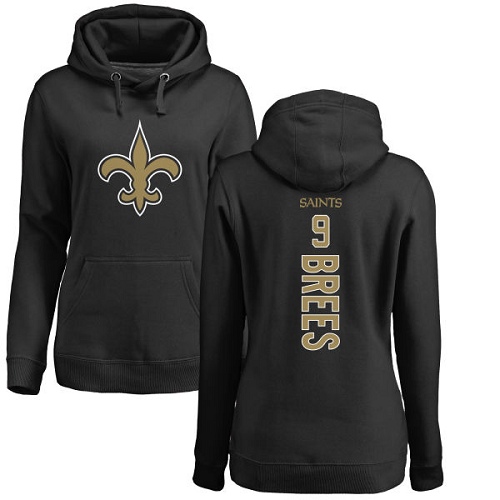 NFL Women's Nike New Orleans Saints #9 Drew Brees Black Backer Pullover Hoodie