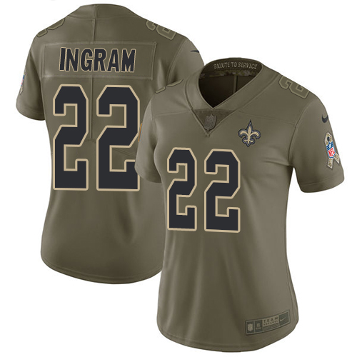 Women's Nike New Orleans Saints #22 Mark Ingram Limited Olive 2017 Salute to Service NFL Jersey