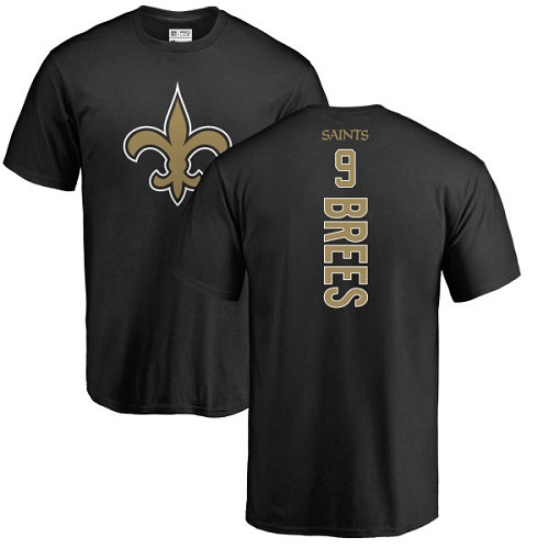 NFL Nike New Orleans Saints #9 Drew Brees Black Backer T-Shirt