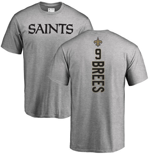 NFL Nike New Orleans Saints #9 Drew Brees Ash Backer T-Shirt