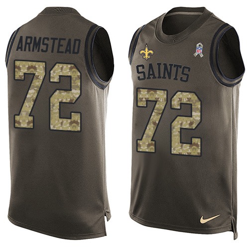 Men's Nike New Orleans Saints #72 Terron Armstead Limited Green Salute to Service Tank Top NFL Jersey