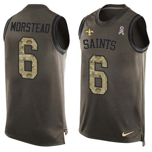Men's Nike New Orleans Saints #6 Thomas Morstead Limited Green Salute to Service Tank Top NFL Jersey