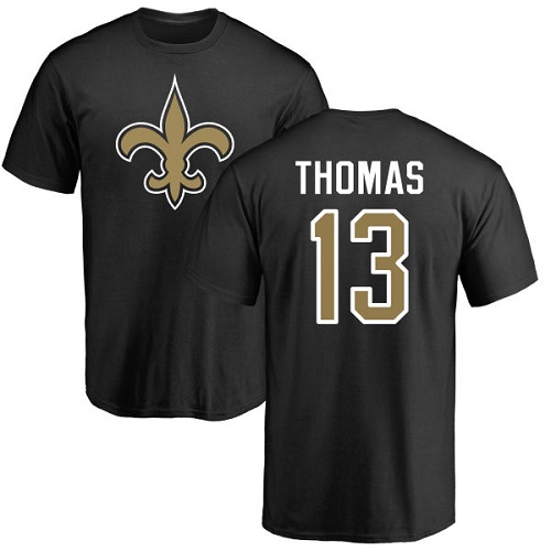 NFL Nike New Orleans Saints #13 Michael Thomas Black Name & Number Logo T-Shirt