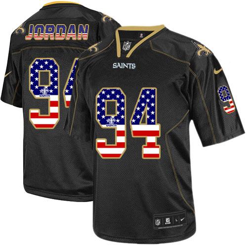 Men's Nike New Orleans Saints #94 Cameron Jordan Elite Black USA Flag Fashion NFL Jersey