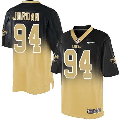 Men's Nike New Orleans Saints #94 Cameron Jordan Elite Black/Gold Fadeaway NFL Jersey