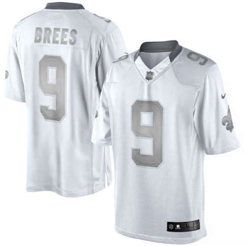 Men's Nike New Orleans Saints #9 Drew Brees Limited White Platinum NFL Jersey