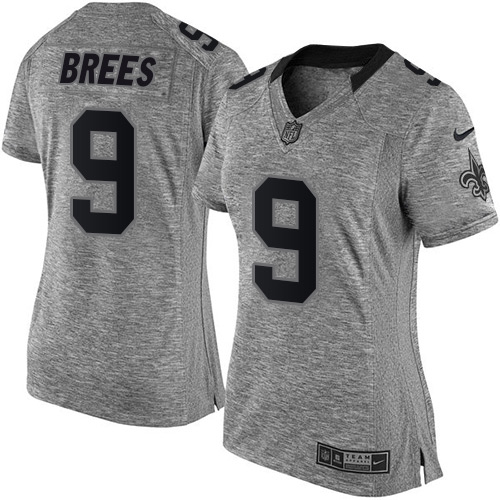 Women's Nike New Orleans Saints #9 Drew Brees Limited Gray Gridiron NFL Jersey