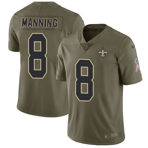 Men's Nike New Orleans Saints #8 Archie Manning Limited Olive 2017 Salute to Service NFL Jersey