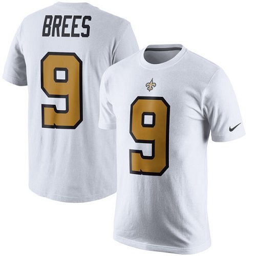 NFL Nike New Orleans Saints #9 Drew Brees White Rush Pride Name & Number T-Shirt