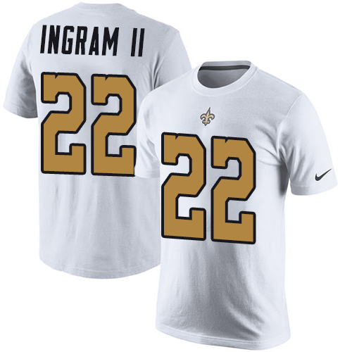 NFL Nike New Orleans Saints #22 Mark Ingram White Rush Pride Name & Number T-Shirt