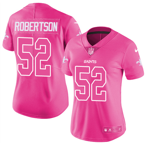 Women's Nike New Orleans Saints #52 Craig Robertson Limited Pink Rush Fashion NFL Jersey