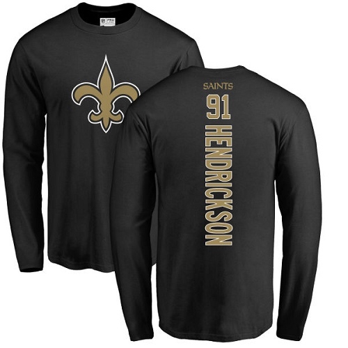 NFL Nike New Orleans Saints #91 Trey Hendrickson Black Backer Long Sleeve T-Shirt