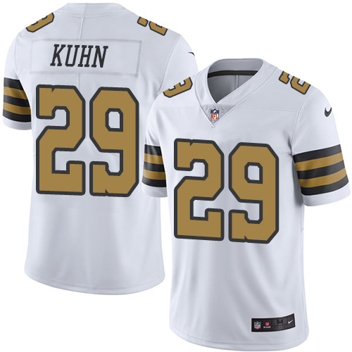 Men's Nike New Orleans Saints #29 John Kuhn Limited White Rush Vapor Untouchable NFL Jersey