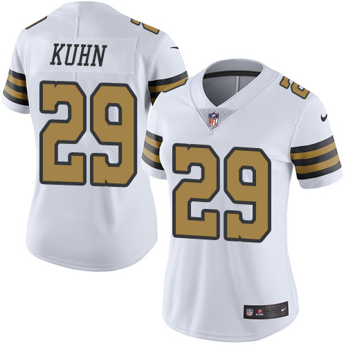 Women's Nike New Orleans Saints #29 John Kuhn Limited White Rush Vapor Untouchable NFL Jersey
