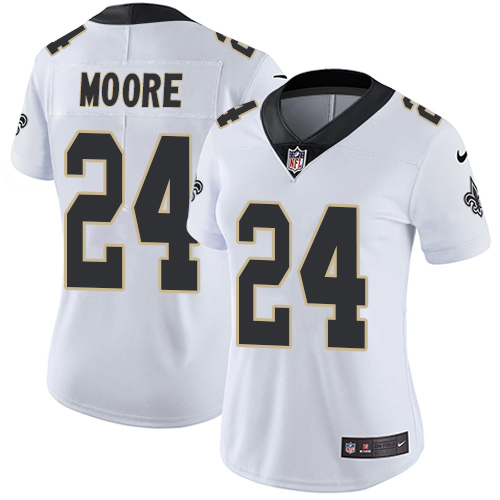 Women's Nike New Orleans Saints #24 Sterling Moore White Vapor Untouchable Elite Player NFL Jersey