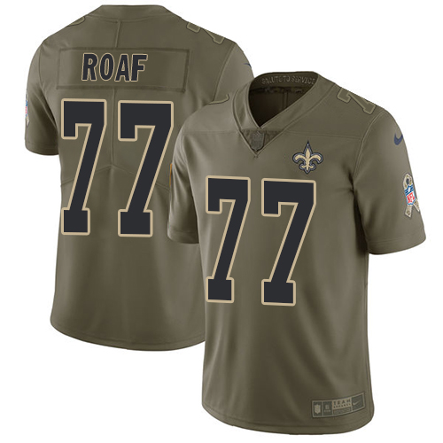 Men's Nike New Orleans Saints #77 Willie Roaf Limited Olive 2017 Salute to Service NFL Jersey