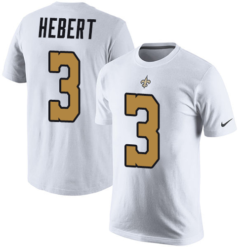 NFL Nike New Orleans Saints #3 Bobby Hebert White Rush Pride Name & Number T-Shirt