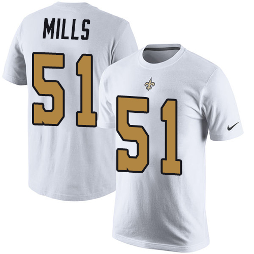 NFL Nike New Orleans Saints #51 Sam Mills White Rush Pride Name & Number T-Shirt