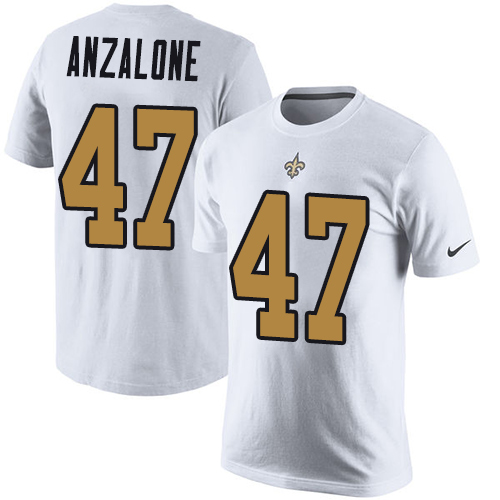NFL Nike New Orleans Saints #47 Alex Anzalone White Rush Pride Name & Number T-Shirt