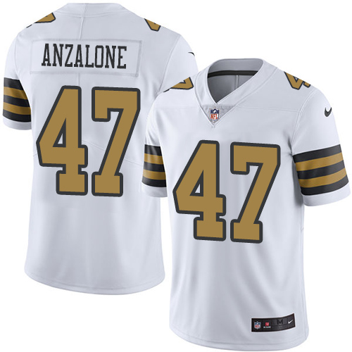 Men's Nike New Orleans Saints #47 Alex Anzalone Limited White Rush Vapor Untouchable NFL Jersey
