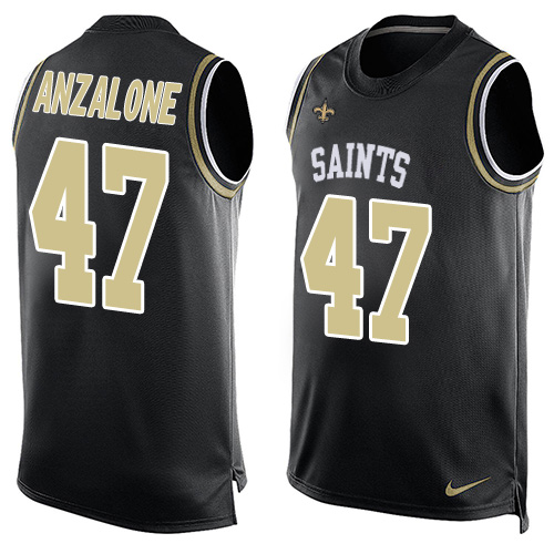 Men's Nike New Orleans Saints #47 Alex Anzalone Limited Black Player Name & Number Tank Top NFL Jersey