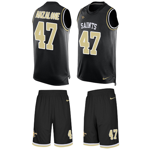 Men's Nike New Orleans Saints #47 Alex Anzalone Limited Black Tank Top Suit NFL Jersey