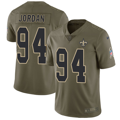 Men's Nike New Orleans Saints #94 Cameron Jordan Limited Olive 2017 Salute to Service NFL Jersey