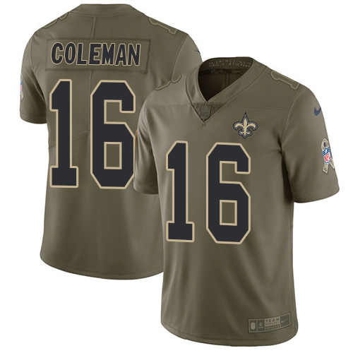 Men's Nike New Orleans Saints #16 Brandon Coleman Limited Olive 2017 Salute to Service NFL Jersey