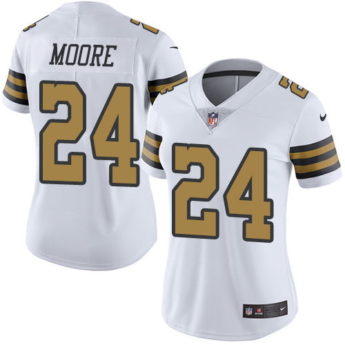Women's Nike New Orleans Saints #24 Sterling Moore Limited White Rush Vapor Untouchable NFL Jersey
