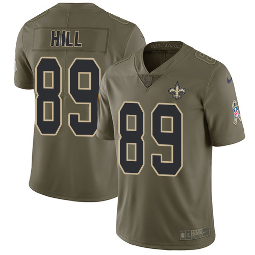 Men's Nike New Orleans Saints #89 Josh Hill Limited Olive 2017 Salute to Service NFL Jersey