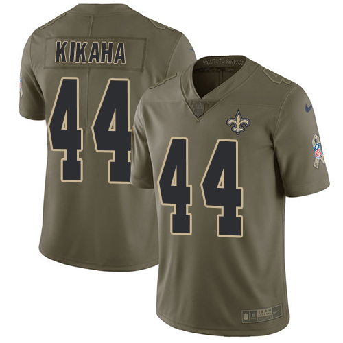 Men's Nike New Orleans Saints #44 Hau'oli Kikaha Limited Olive 2017 Salute to Service NFL Jersey