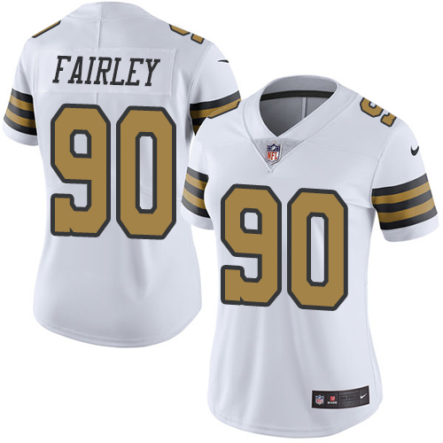 Women's Nike New Orleans Saints #90 Nick Fairley Limited White Rush Vapor Untouchable NFL Jersey