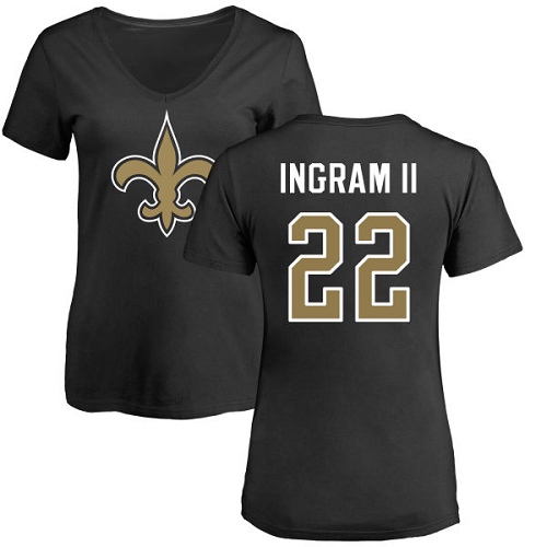 NFL Women's Nike New Orleans Saints #22 Mark Ingram Black Name & Number Logo Slim Fit T-Shirt
