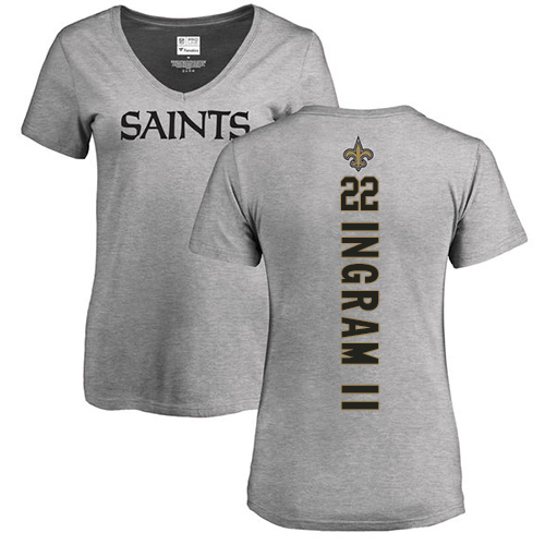 NFL Women's Nike New Orleans Saints #22 Mark Ingram Ash Backer V-Neck T-Shirt