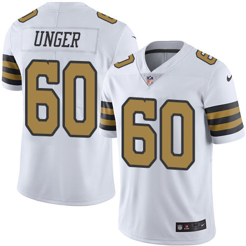 Men's Nike New Orleans Saints #60 Max Unger Limited White Rush Vapor Untouchable NFL Jersey